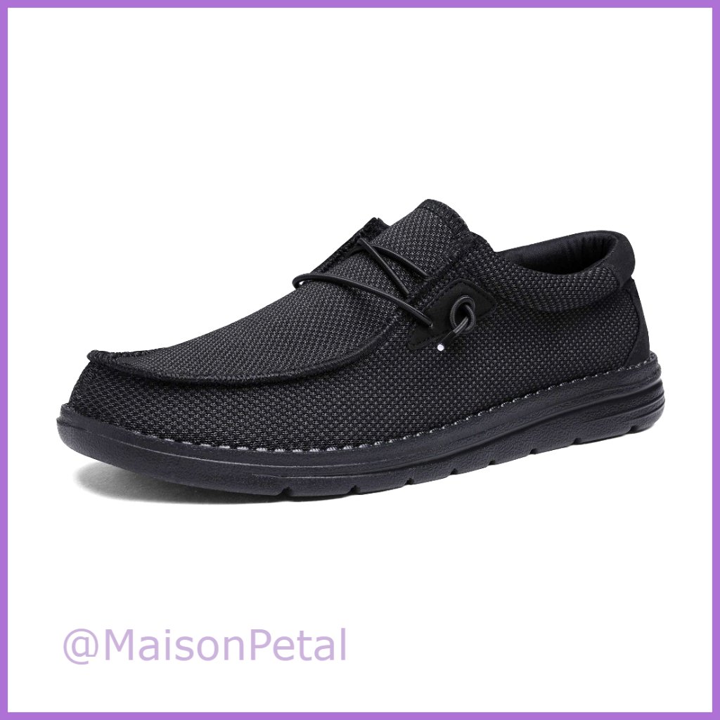 Men's Slip-On Loafers Stretch Shoes Knit Faux Leather